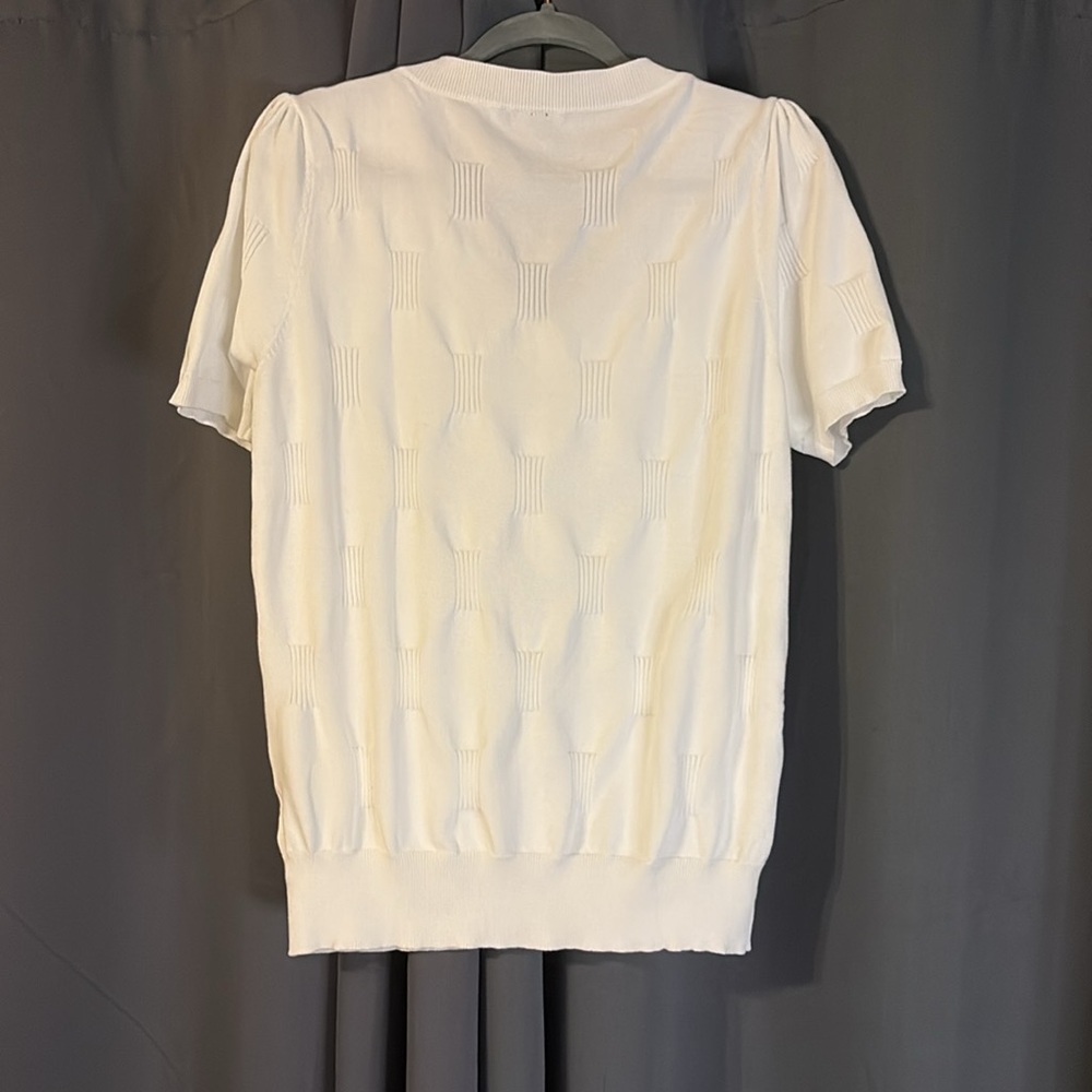 White Short Sleeve Knit Top - Picture 3 of 6